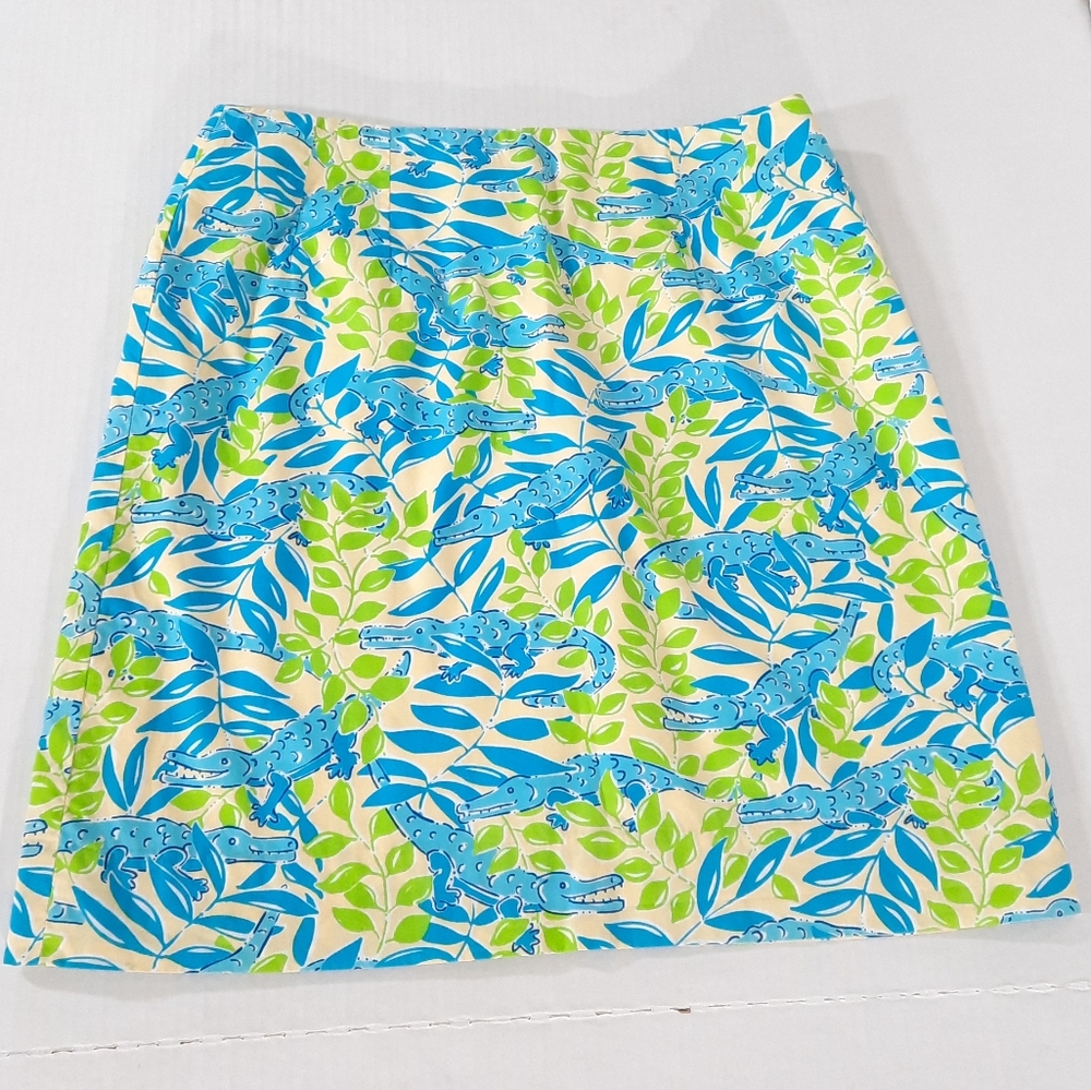 VTG Lilly Pulitzer Mimosa Everglades Alligator Print Skirt